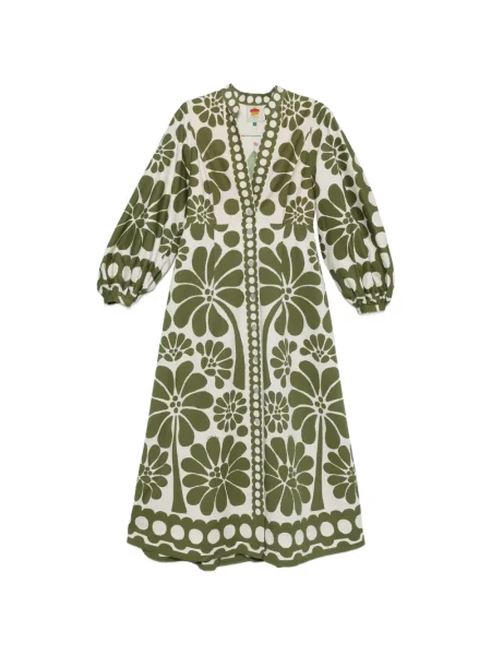 Rochie midi Farm Rio cu model floral cu imagine până la genunchi alb