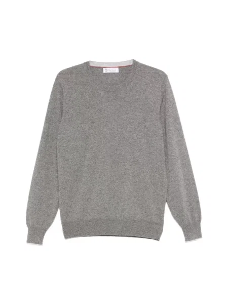 Sweter Brunello Cucinelli z dekoltem w serek szary