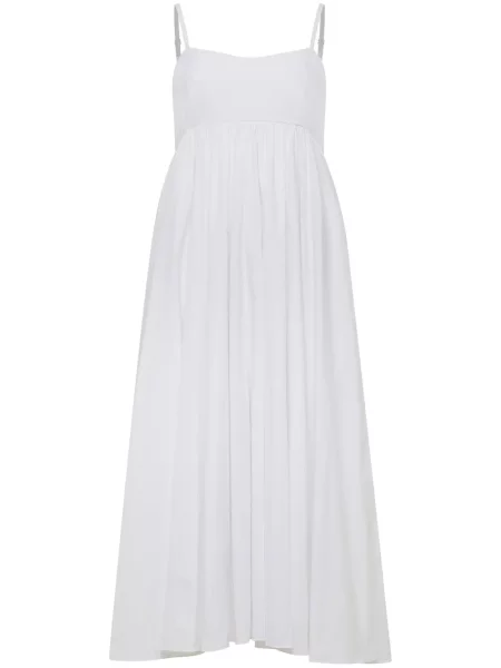 Rochie midi Azeeza până la genunchi din poplin de costum alb