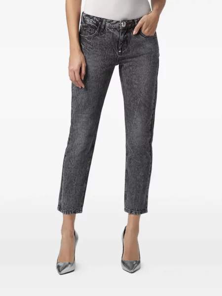 Decupat blugi boyfriend Philipp Plein gri