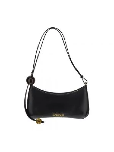 Torebka skórzana Jacquemus z perełkami czarna