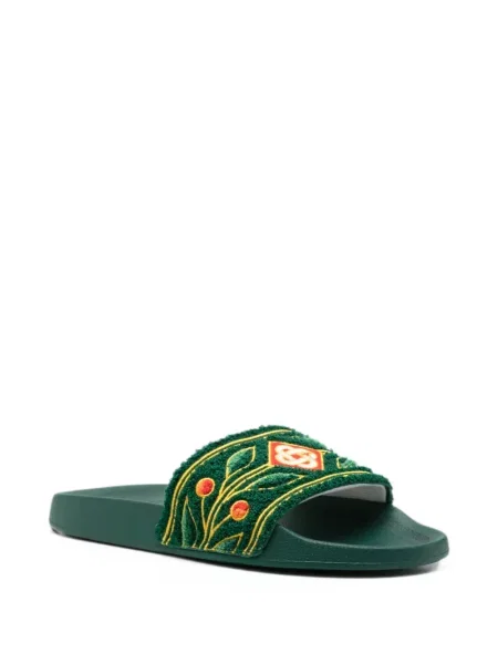 Papuci Casablanca cu model floral verde