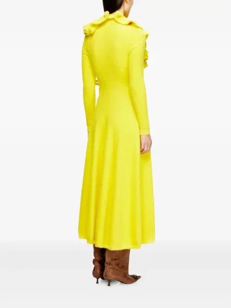Rochie midi Diesel cu volane până la genunchi de costum galben