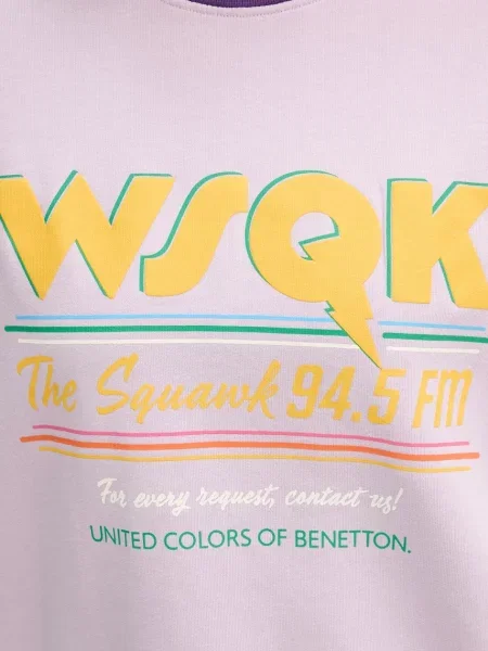 Дитяча кофта United Colors of Benetton x Stranger Things візерунок фіолетовий