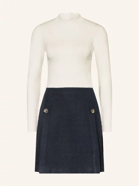 Ted Baker Šaty Z Kombinace Materiálů S Třpytivou Nití krémová / tmavě modrá