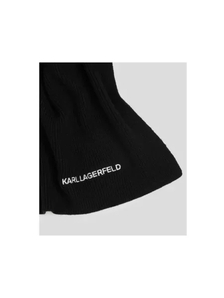 Długa szal Karl Lagerfeld wełniana z logo czarna