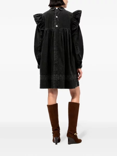 Rochie mini Ganni cu volane negru