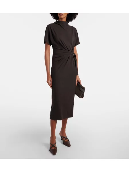 Rochie midi Brunello Cucinelli din jerseu maro