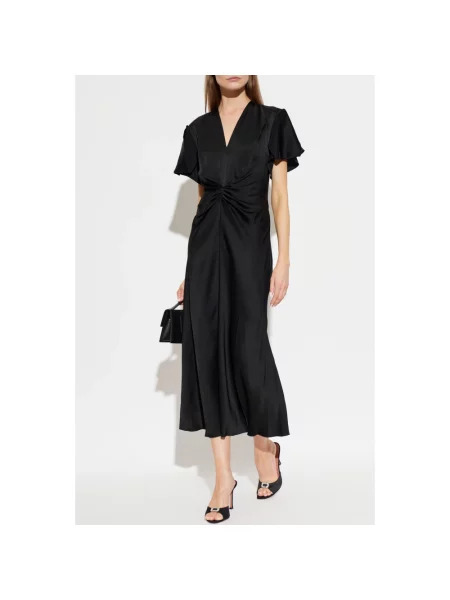 Satynowa sukienka Victoria Beckham czarna