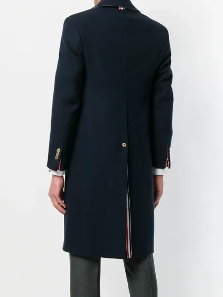 Palton Thom Browne de lână albastru
