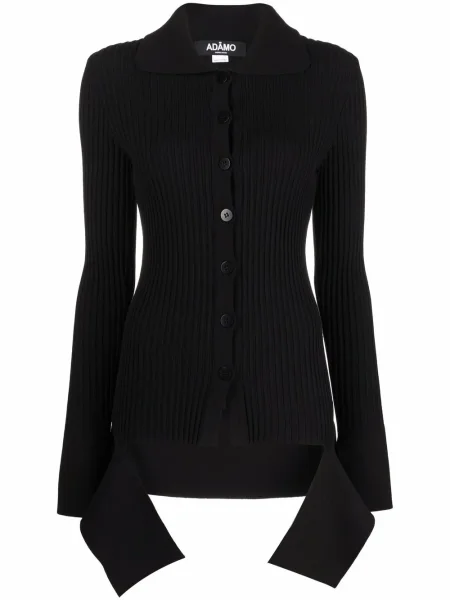 Długi kardigan Andreadamo prążkowany czarny