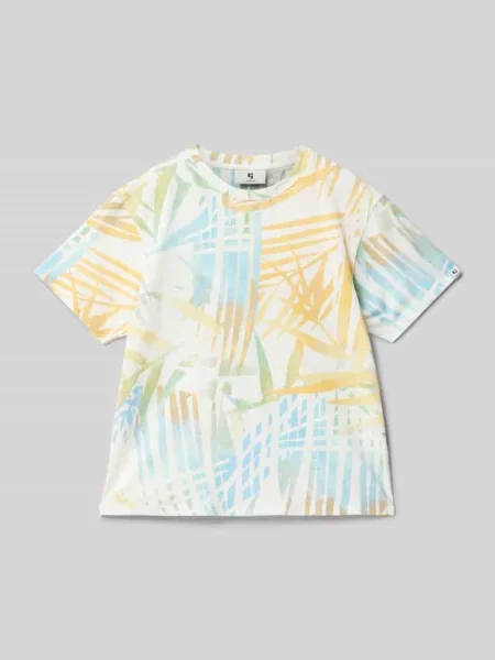 T-shirt z prążkowanym okrągłym dekoltem Garcia biała