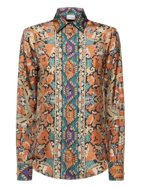 Cămașă Pierre-louis Mascia cu imagine cu model paisley lungă roz