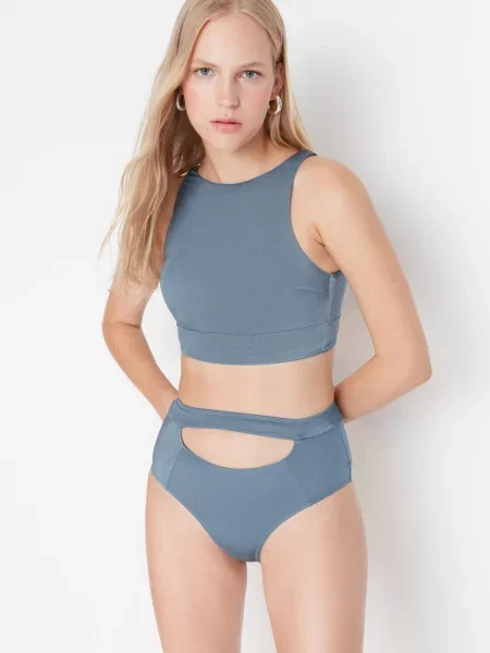 Bikini Trendyol z visokim pasom modra