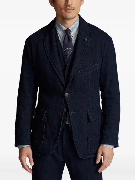 Sacou Ralph Lauren Rrl cu model herringbone albastru