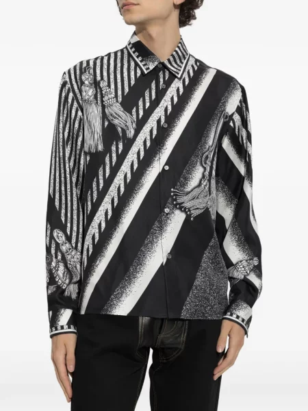 Cămașă Versace de mătase cu imagine negru