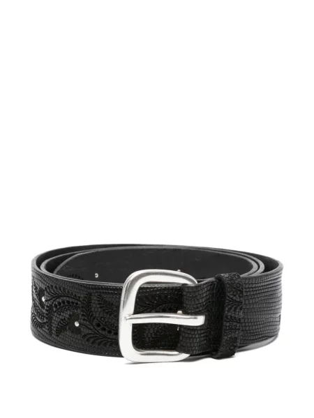 Curea Orciani din piele cu model floral negru