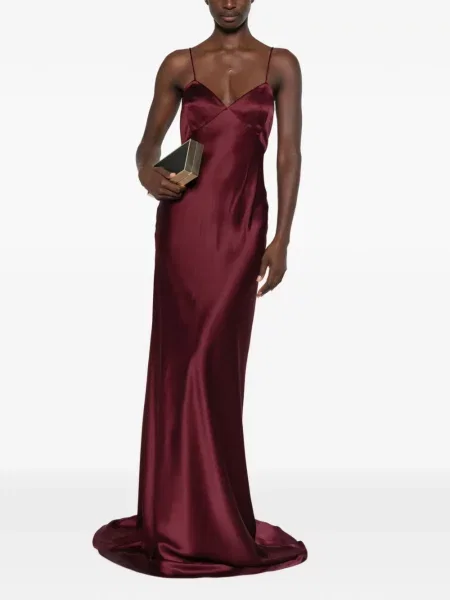 Rochie maxi Max Mara din satin cu bretele roșu