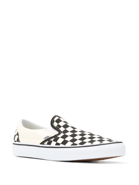 Kostkované slip on tenisky Vans s potiskem bílé
