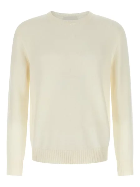 Sweter Ballantyne wełniany z okrągłym dekoltem biały