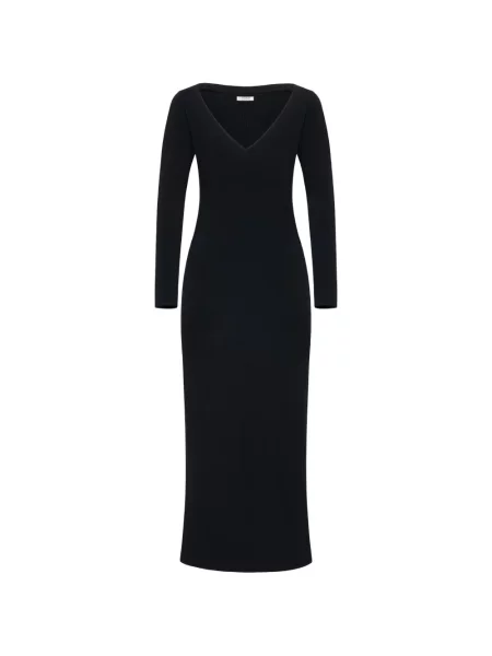 Lung rochie midi Fforme cu decolteu în V negru