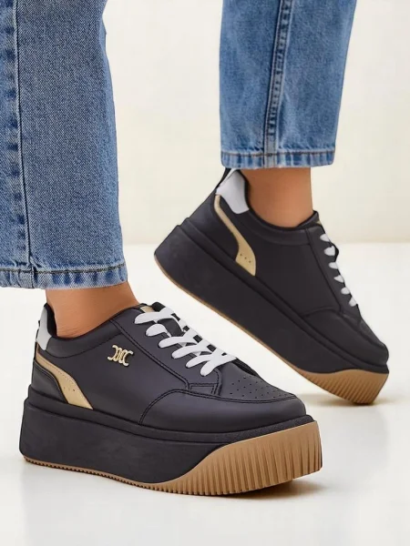 Sneakerși Resti cu platformă negru