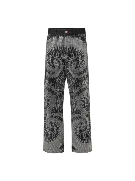 Tie dye jeansy Philipp Plein z wysoką talią czarne
