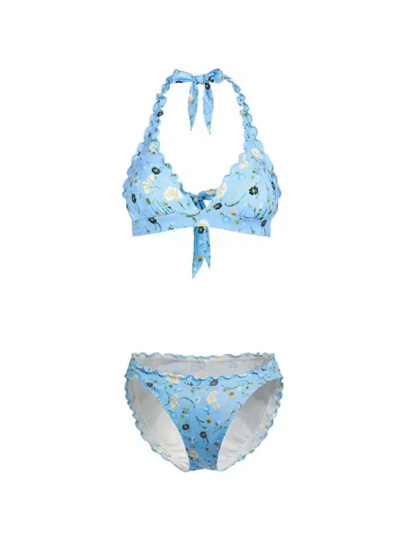 Bikini Seafolly cu model floral cu imagine albastru