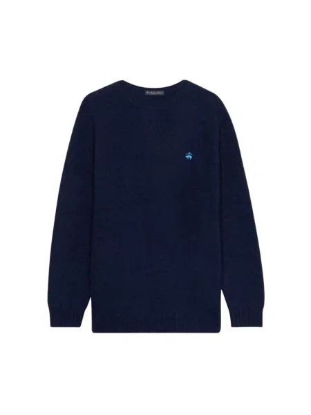 Sweter Brooks Brothers wełniany z logo niebieski