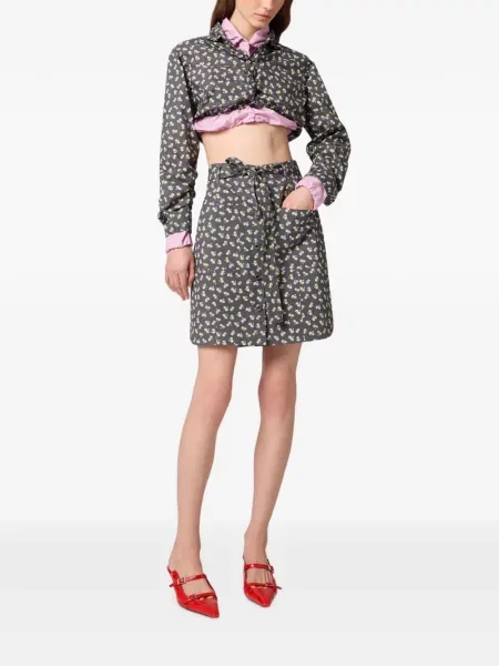 Fusta mini Msgm cu model floral cu imagine gri