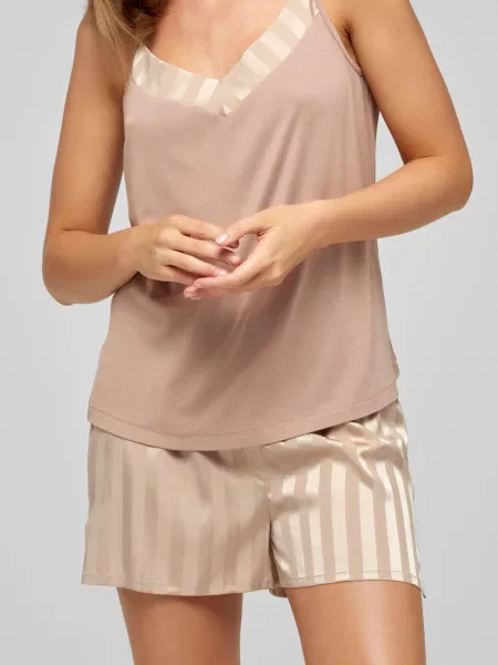 Шовкова смугаста піжама Marc&andre бежева
