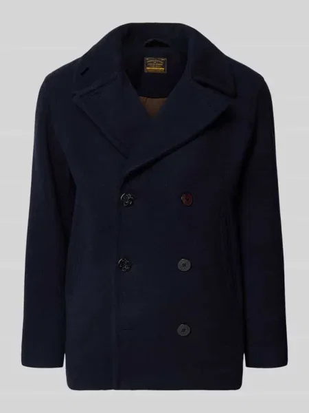Kurtka z mieszanki wełny z kołnierzem z połami Jack & Jones Premium granatowa