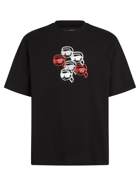 Karl Lagerfeld Tricou roșu / negru alb
