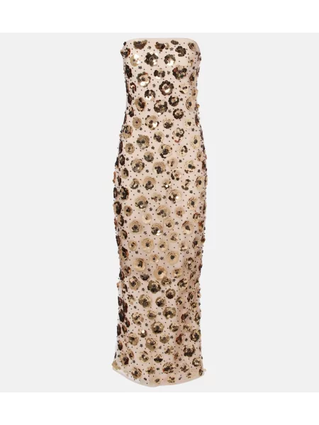 Rochie midi Rotate până la genunchi de costum bej