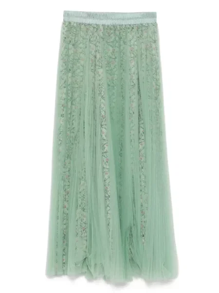 Květinové plisované plisované sukně Styland s potiskem zelené