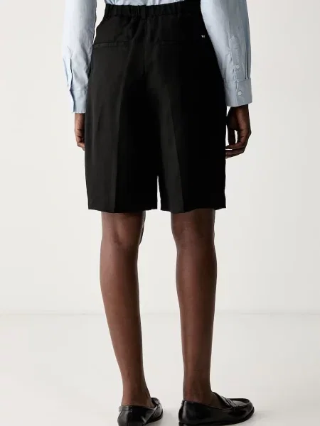 Tommy Hilfiger bermudy z dodatkiem lnu czarne