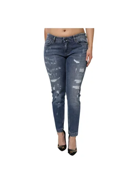 Jeansy skinny Dolce And Gabbana z niską talią niebieskie