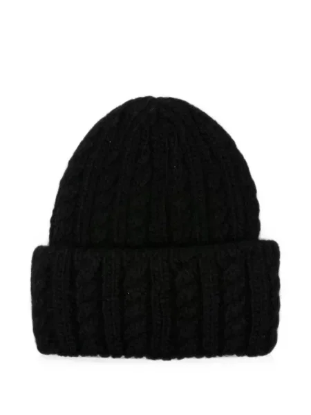 Căciulă Moncler tricotate cu autograf negru