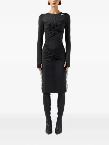 Rochie midi Gcds cu volane din dantelă negru