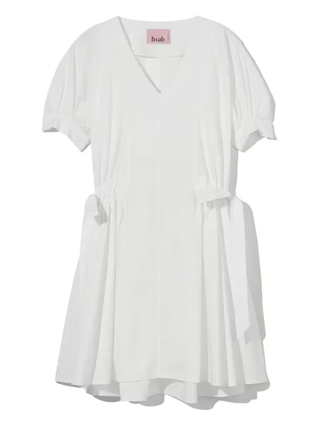 Rochie mini B+ab cu decolteu în V de costum alb