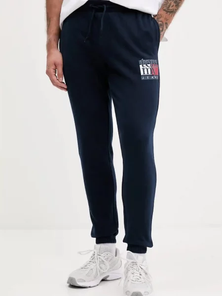 Tommy Jeans spodnie dresowe z nadrukiem granatowy