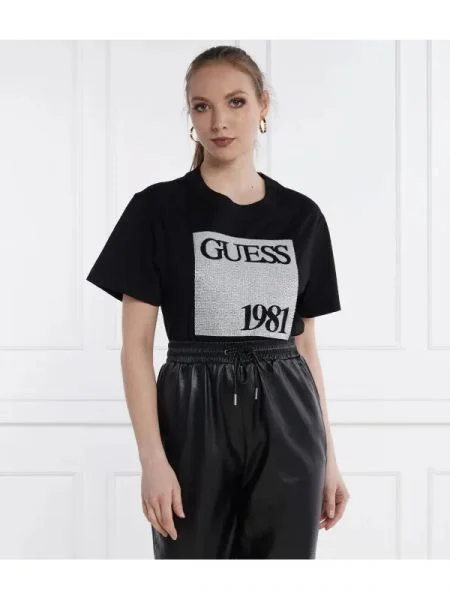 GUESS Tricou BEADS negru