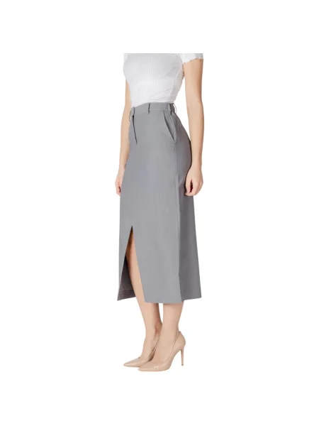 Fustă midi Ichi până la genunchi alb