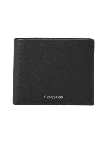 Portfel z detalem z logo Calvin Klein czarny