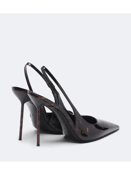 Pantofi cu toc Paris Texas din piele de lac slingback maro