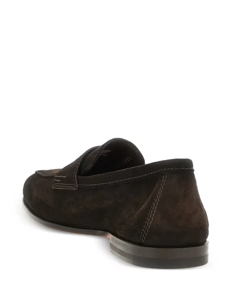 Pantofi loafer Santoni din piele de căprioară maro