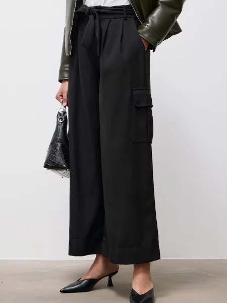 Answear.LAB pantaloni pentru femei cu vâscoză negru