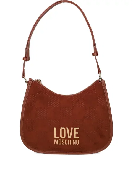 Geantă Love Moschino în carouri maro