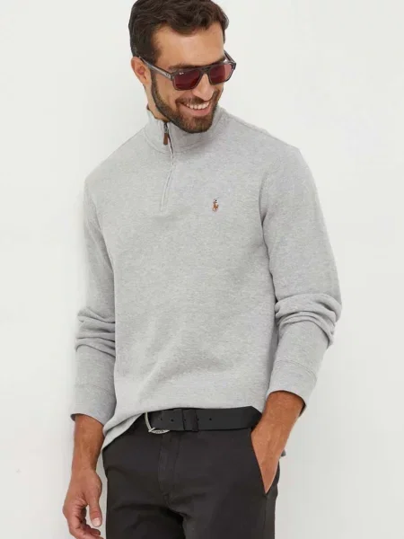 Меланжевый свитер Polo Ralph Lauren серый