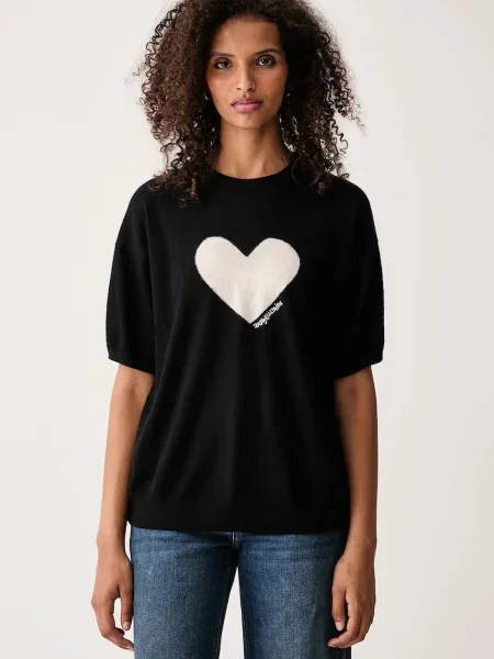 Zadig&Voltaire tricou tricotat pentru femei din cașmir IDAZ negru